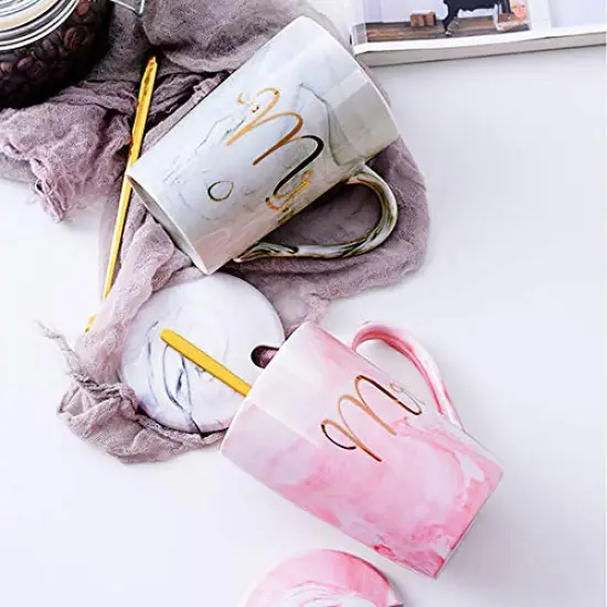 13.5 Oz Mr and Mrs Coffee Mugs, Wedding Gifts for Couple/Bride and Groom, Ceramic Marble Cups for Bridal Shower Engagement Wedding, Married Couples Anniversary {2}