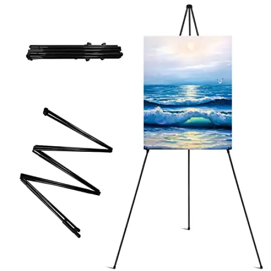 Easel Stand for Display, 63'' Instant Easel, Foldable Portable Ground Easel for Wedding Banner and Poster Display Stand, Tabletop Easel Display Metal Tripod with Portable {1}