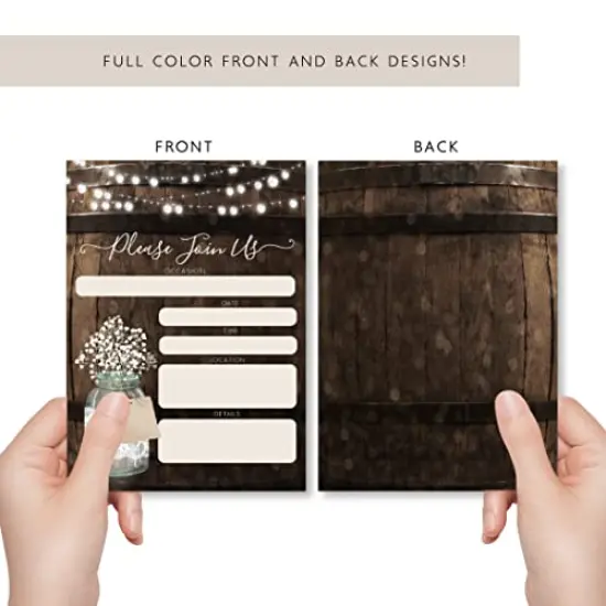 Rustic Country Wood Barrel Invitations, Elegant invites for Wedding Rehearsal Dinner, Bridal Shower, Engagement, Birthday, Bachelorette Party, Baby Shower, Reception, Anniversary, Housewarming {1}