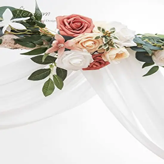 Wedding Arch Draping Fabric 2 Panels 20Ft White Chiffon Fabric Drapes Arbor Drapery Wedding Ceremony Reception Swag Decorations {5}