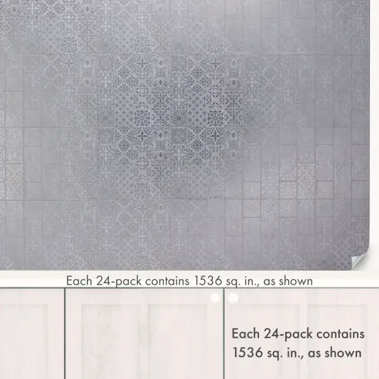 8 in x 8 in White Silver Inlay Decorative Foil Peel and Stick Paper Tile Backsplash (24-Pack) {4}