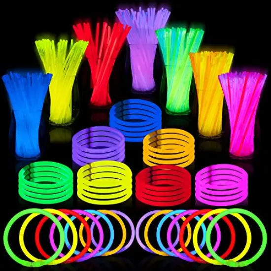 JOYIN 200 Pcs Glow Sticks Bulk 8" Glowsticks, Glow Stick Bracelets Necklaces, Glow in the Dark Neon Party Supplies, Easter, Christmas, Halloween Party Supplies Pack, Football Party Supplies {1}