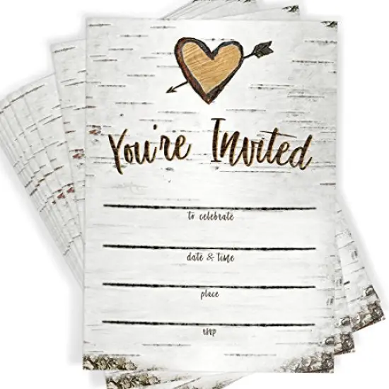 Printed Party Fill-in Invitations and Envelopes, Rustic Birch, Set of 25 {2}