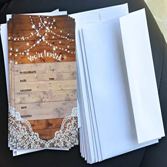 25 rustic invitations & 25 envelopes for wedding, bridal shower, birthdays, engagements, bachelorettes This barn rustic invite style is also great for housewarming, retirement & rehersal parties. {4}