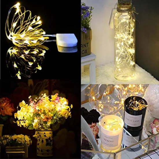 20 Pack Fairy Lights Battery Operated,3.3ft 20 LED Silver Wire Warm White Firefly Waterproof Mini Led String Lights for Party Crafts Wedding Decor {1}