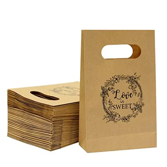 Brown Craft Paper Bag with handled Craft Treat Bags 8.5 * 5.5 * 2.5 Inch for Wedding Party Business (50pcs {2}