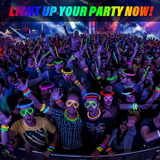 467 Pack Glow Sticks Party Favors for Kids Adults 200 GlowStick Bulk 7 Colors 8 Inch & 267 Connectors Necklace Bracelets Glasses and More in the Dark Light Up Toys {3}
