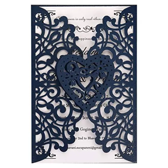 50 Packs Laser Cut Wedding Invitations KitLaser Cut Wedding Invitations with Blank Printable Paper and Envelopes for Wedding,Birthday Parties,Baby Shower (Navy Blue) {2}