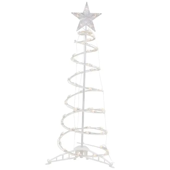 Northlight Lighted Outdoor Spiral Christmas Cone Tree with Star - 3' - Clear Lights White {3}