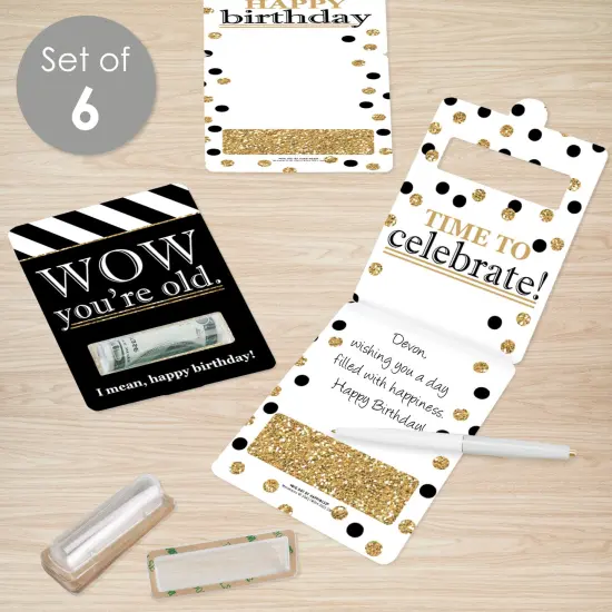 Big Dot of Happiness Adult Happy Birthday - Gold - DIY Assorted Birthday Cash Holder Gift - Funny Money Cards - Set of 6 {3}