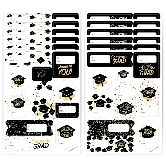Big Dot of Happiness Goodbye High School, Hello College - Assorted Graduation Party Gift Tag Labels - To and From Stickers - 12 Sheets - 120 Stickers {1}