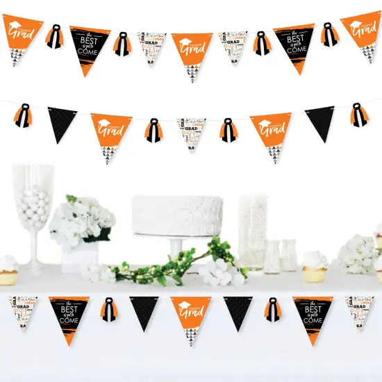 Big Dot of Happiness 30 Piece Orange Graduation Party Pennant Triangle Banner {3}