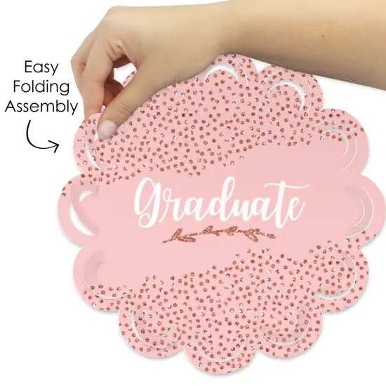 Big Dot of Happiness Rose Gold Grad - Graduation Party Round Table Decorations - Paper Chargers - Place Setting For 12 {6}