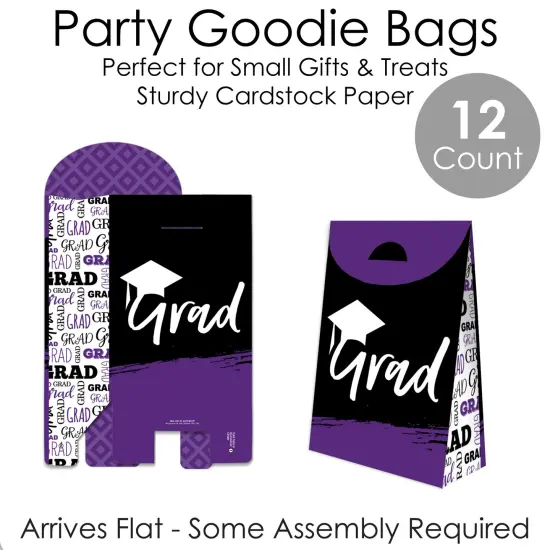 Big Dot of Happiness Purple Grad - Best is Yet to Come - Purple Graduation Gift Favor Bags - Party Goodie Boxes - Set of 12 {7}
