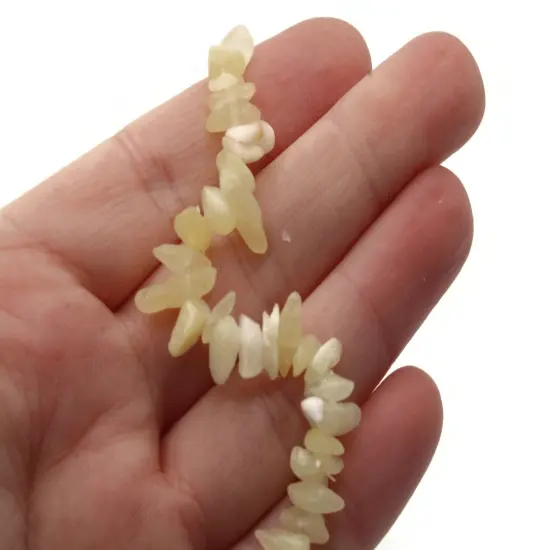 33 inch Small Aragonite Stone Chips Yellow Gemstone Beads {2}