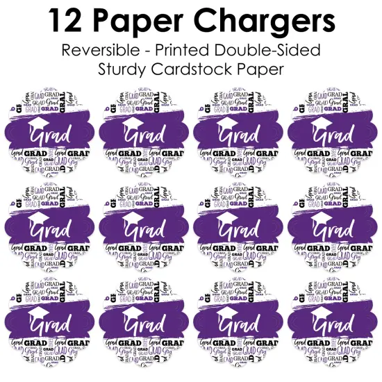 Big Dot of Happiness Purple Grad - Best is Yet to Come - Purple Graduation Party Round Table Decorations - Paper Chargers - Place Setting For 12 {7}