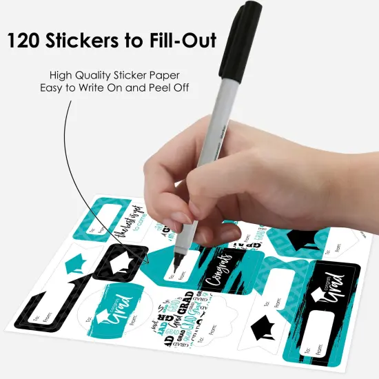 Big Dot of Happiness Teal Grad Best is Yet to Come Assorted Turquoise Graduation Party Gift Tag Labels To and From Stickers 12 Sheets 120 Stickers {4}