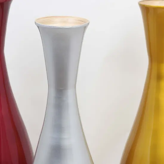 Tall 43 Inch Modern Bamboo Narrow Trumpet Floor Vase - Elegant Home Decoration, Modern Accent Piece, Living Room Decor, Handcrafted Bamboo Art, Contemporary Interior Design, Unique Tall Vase Gold Small {12}