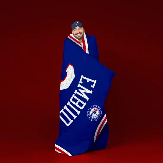 Sleep Squad Philadelphia 76ers Joel Embiid 60” x 80” Raschel Plush Jersey Basketball Blanket {4}