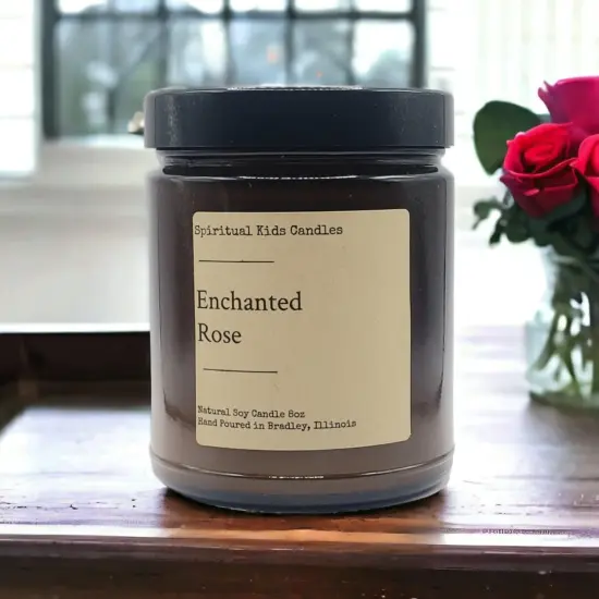 Enchanted Rose 8oz Glass Jar Candle Hand Poured with All Natural Soy Wax and Fragrant/Essential Oils! {2}