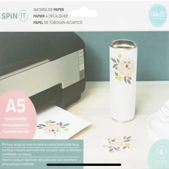 We R Memory Keepers Spin It Water Slide Decal Paper Clear 4 Sh 8.5"X5.5" 661085 {1}