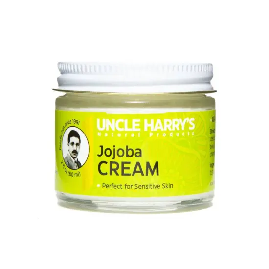 Uncle Harry's Natural Products Jojoba Cream, Smooth Lightweight Fragrance Free Jojoba Esters, Gentle and Non-Comedogenic Perfect for Sensitive Skin, Gluten and Hexane Free Vegan, 2 Ounce Glass Jar {1}