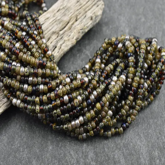 6/0 Aged Honeycomb Picasso Mix Seed Beads (20" Strand) {4}
