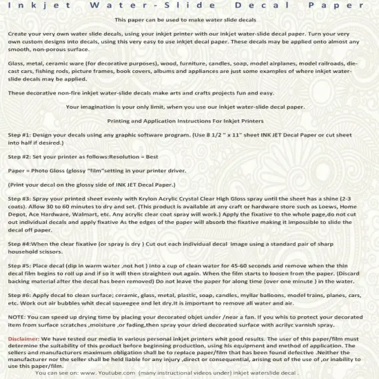 We R Memory Keepers Spin It Water Slide Decal Paper Clear 4 Sh 8.5"X5.5" 661085 {3}