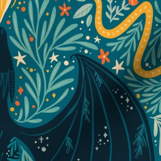 Various Fabrics by the Yard or Fat Quarter Folk Dragons Fairy Tale Botanical Kids Room Magical Jackalopes Maximalist Custom Printed Fabric by Spoonflower {7}