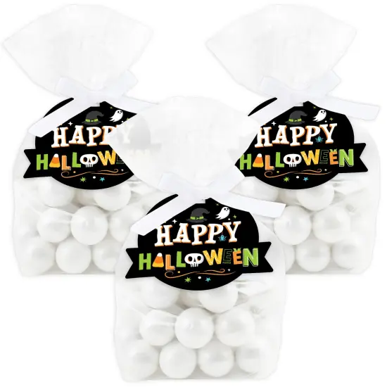 Big Dot of Happiness Jack-O'-Lantern Halloween - Kids Halloween Party Clear Goodie Favor Bags - Treat Bags With Tags - Set of 12 {1}