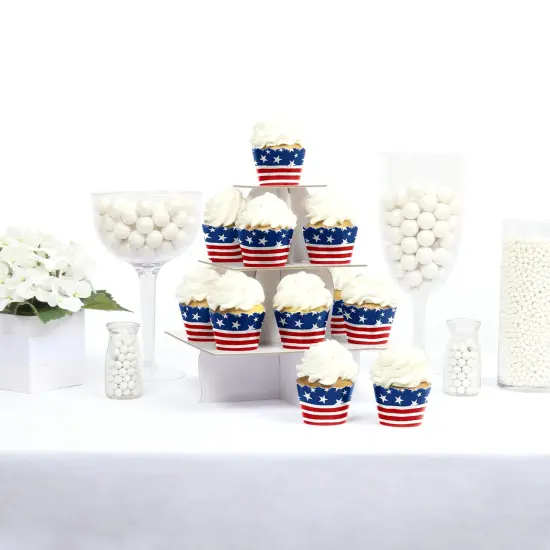 Big Dot of Happiness Stars and Stripes - Memorial Day, 4th of July, & Labor Day USA Patriotic Party Cupcake Decor - Party Cupcake Wrappers - Set of 12 {3}