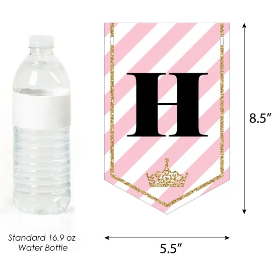 Big Dot of Happiness 1st Birthday Little Princess Crown - Pink and Gold First Birthday Party Bunting Banner - Party Decorations - Happy 1st Birthday {4}