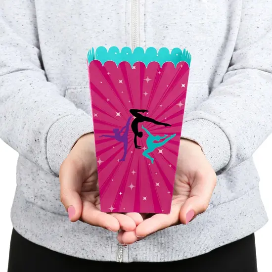 Big Dot of Happiness Tumble, Flip & Twirl - Gymnastics - Birthday Party or Gymnast Party Favor Popcorn Treat Boxes - Set of 12 {6}
