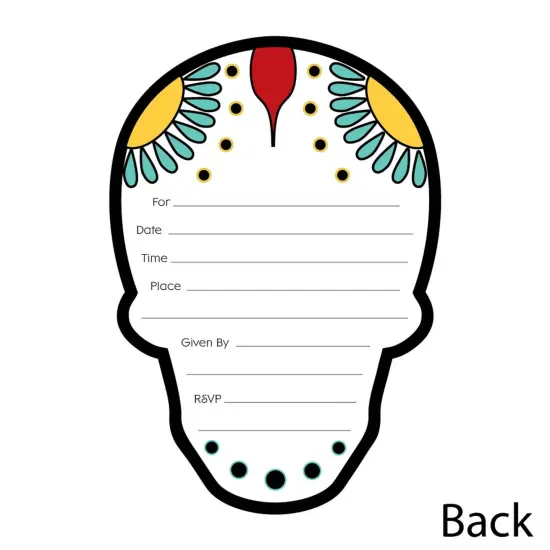 Big Dot of Happiness Day of the Dead - Shaped Fill-in Invitations - Sugar Skull Party Invitation Cards with Envelopes - Set of 12 {4}