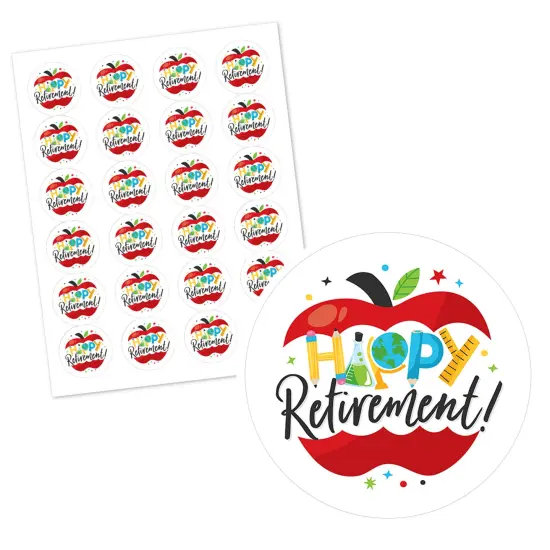 Big Dot of Happiness Teacher Retirement - Happy Retirement Party Circle Sticker Labels - 24 Count {3}