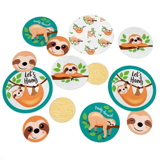 Big Dot of Happiness Let's Hang - Sloth - Baby Shower or Birthday Party Giant Circle Confetti - Party Decorations - Large Confetti 27 Count {1}