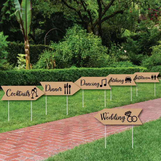 Big Dot of Happiness Rustic Kraft - Arrow Wedding and Reception Directional Signs - Double Sided Outdoor Yard Sign - Set of 6 {3}