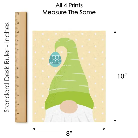 Big Dot of Happiness Easter Gnomes - Unframed Spring Bunny Linen Paper Wall Art - Set of 4 - Artisms - 8 x 10 inches {7}