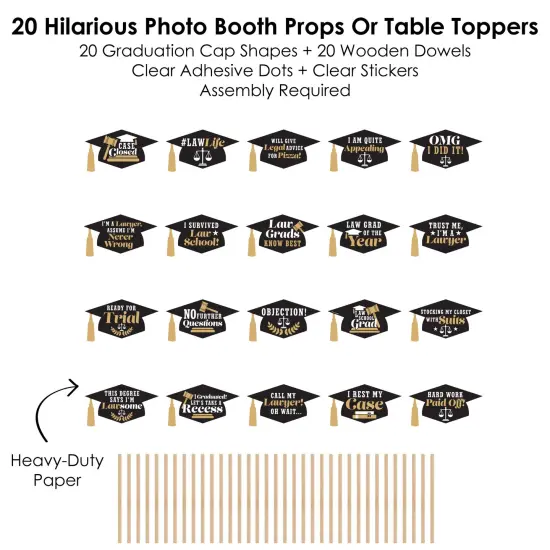 Big Dot of Happiness Hilarious Law School Grad - Future Lawyer Graduation Party Photo Booth Props or Table Toppers - 20 Count {7}