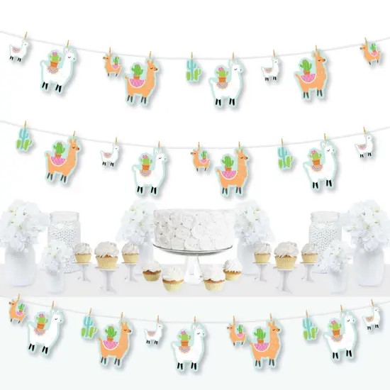 Big Dot of Happiness Whole Llama Fun - Llama Fiesta Baby Shower or Birthday Party DIY Decorations - Clothespin Garland Banner - 44 Pieces {1}