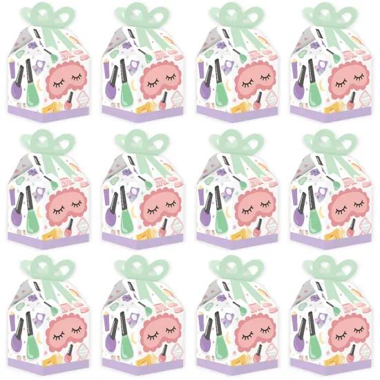 Big Dot of Happiness Pajama Slumber Party - Square Favor Gift Boxes - Girls Sleepover Birthday Party Bow Boxes - Set of 12 {6}