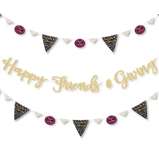 Big Dot of Happiness Elegant Thankful for Friends - Party Letter Banner Decor - 36 Cutouts & No-Mess Real Gold Glitter Happy Friends Giving Letters {1}