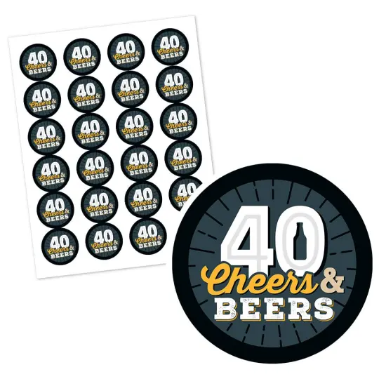 Big Dot of Happiness Cheers and Beers to 40 Years - 40th Birthday Party Circle Sticker Labels - 24 Count {3}