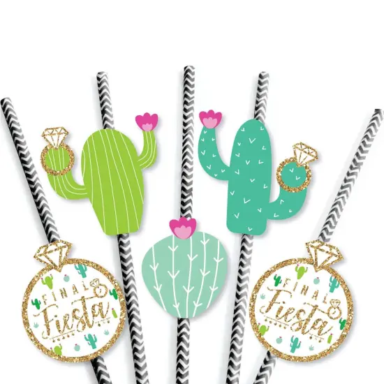 Big Dot of Happiness Final Fiesta - Paper Straw Decor - Last Fiesta Bachelorette Party Striped Decorative Straws - Set of 24 {7}