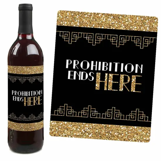 Big Dot of Happiness Roaring 20's - 1920s Art Deco Jazz Party Decorations for Women and Men - Wine Bottle Label Stickers - Set of 4 {4}
