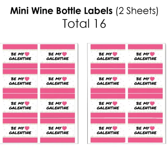 Big Dot of Happiness Be My Galentine - Mini Wine Bottle, Wine Bottle, & Water Bottle Labels - Valentine's Day Party Decor - Beverage Bar Kit - 34 Pcs {4}