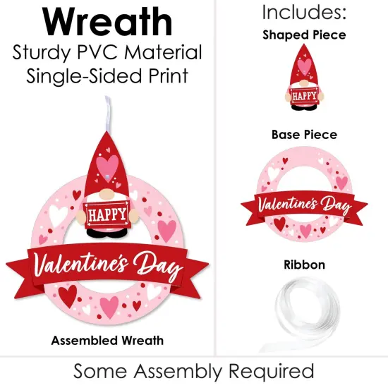 Big Dot of Happiness Valentine Gnomes - Outdoor Valentine's Day Party Decor - Front Door Wreath {4}