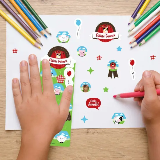 Big Dot of Happiness Farm Animals - Barnyard Birthday Party Favor Kids Stickers - 16 Sheets - 256 Stickers {7}