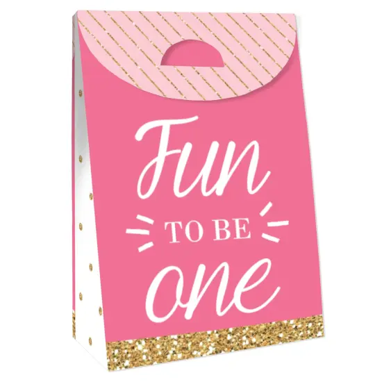 Big Dot of Happiness 1st Birthday Girl - Fun to be One - First Birthday Gift Favor Bags - Party Goodie Boxes - Set of 12 {4}