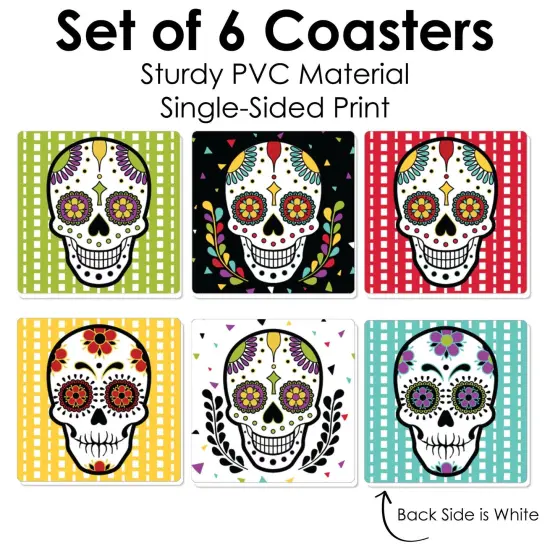 Big Dot of Happiness Day of the Dead - Sugar Skull Party Decorations - Drink Coasters - Set of 6 {6}